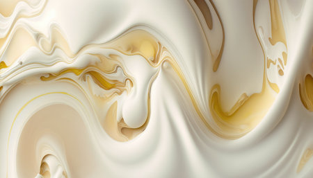 abstract background, white and gold acrylic liquid artistic paints.Generative AIの写真素材