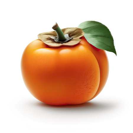 ripe Persimmon on white background. generative AI.の素材