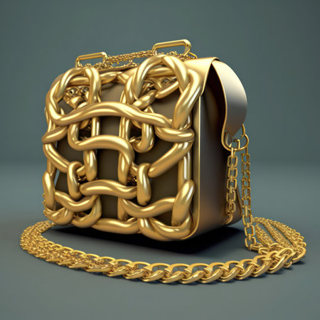 gold bag with chain decoration. model generated by AIの素材