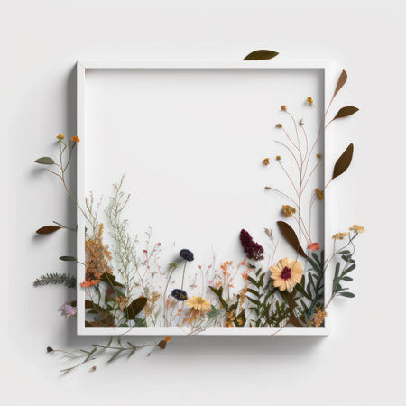 mocap frame with flowers. congratulations design, frame. generative AIの素材