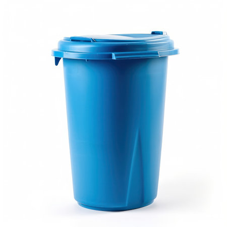 Blue garbage can insulated on white background. generative AIの素材