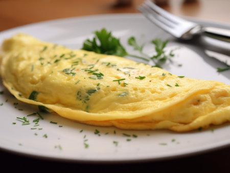 egg omelet with cheese filling with vegetables. generative AI.の素材