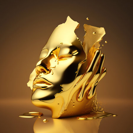 mask made of gold. jewelry, design. generative AI.の素材
