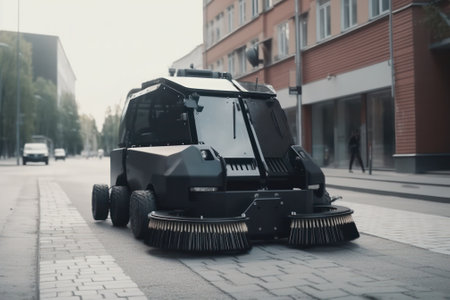 futuristic machine with remote control and programming for garbage collection from. generative AIの素材