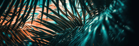 abstract background with leaves of exotic plants. Nature concept. generative AIの素材