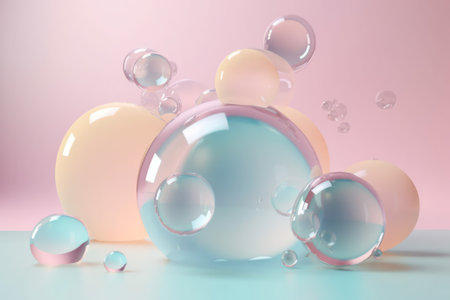 background or wallpaper.glass beads on a delicate pastel background. Generative AIの素材