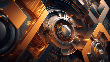 abstract background.futuristic technologies. metal elements of mechanisms. generative AIの素材
