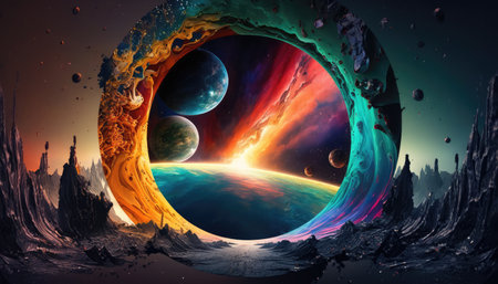 bright colored portal to another unknown universe. Generative AIの素材