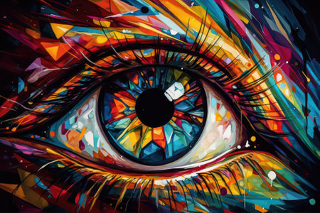 the eye looks into the future, a clear fine drawing of details, breathtaking fine details.Generative AIの素材