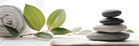 Thai spa massage. Spa treatment cosmetic beauty. Therapy aromatherapy for care body women with candles for relax wellness. Aroma and salt scrub setting ready healthy lifestyle, copy space for banner. Generative AIの素材
