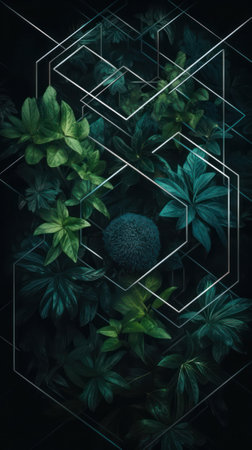 abstract background green Labyrinths of gardens top view. Generative AIの素材