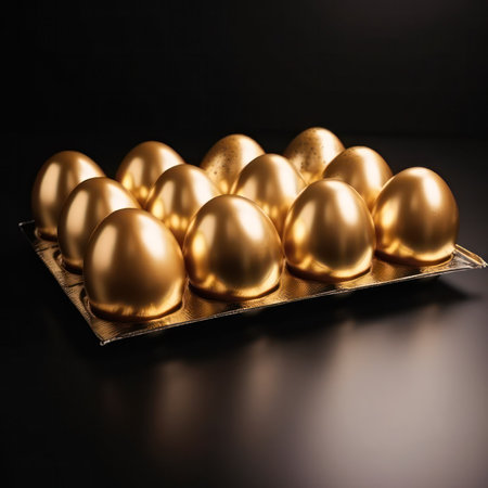 eggs made of gold metal decoration design. Generative AI.の素材