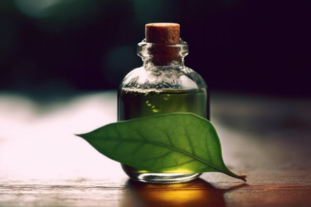 Alternative medicine and healing products, herbal natural cosmetics, aromatherapy and essential oils concept. bottle on the background of nature. Generative AIの素材