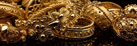 shiny gold jewelry background .Neural network AI generated.の素材