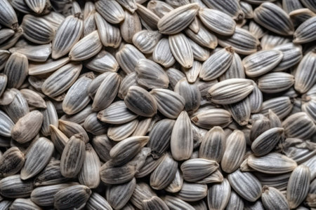 Black sunflower seeds. For texture or background. Generative AIの素材