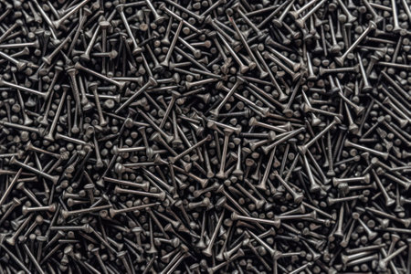 full frame background showing lots of metallic nails. Generative AIの素材