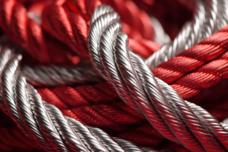 background close braided steel cable red rolled. Generative AIの素材