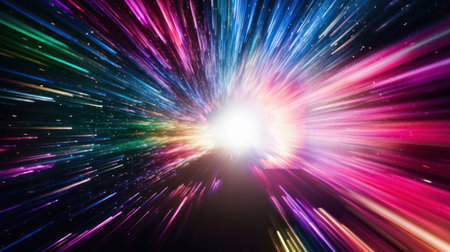 Abstract color design background .Tunnel motion blur colorful space nebula black hole many colors . Generative AIの素材