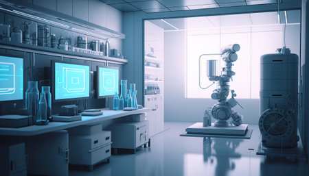 robotic and innovative medical technologies, diagnostics and examination of the patient with the help of intelligent software.AI and digital science technologies .generative AIの素材