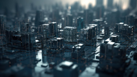 abstract background .city like a microchip made of thin glass. Generative AIの素材