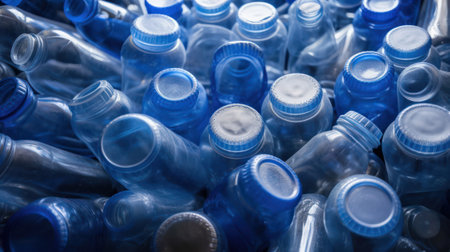 Background of many used empty PET bottles.concept of ecology and environmental protection.Generative AIの素材