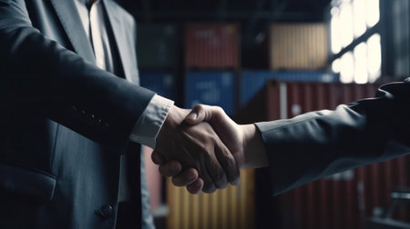 Handshake business concept. Neural network AI generated.の素材