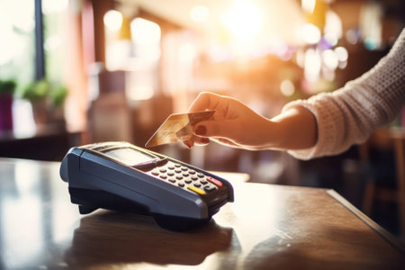 Retail trade, payment by credit card. the buyer pays for the goods in the store. Generative AIの素材