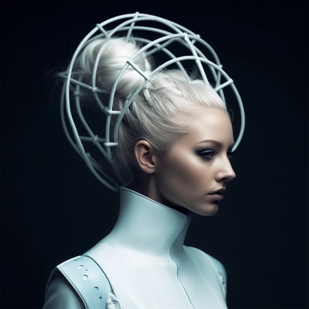 avant-garde hairstyle. fashion and high art of hairstyle. poster and magazine for stylists and colorists. Generative AIの素材