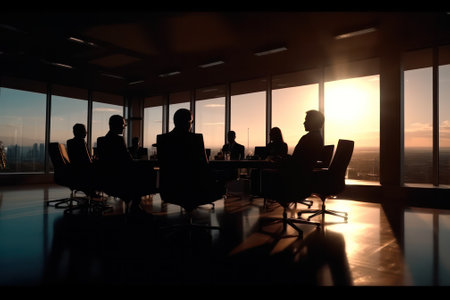 Business people silhouette company working togetherness teamwork office.Generative AIの素材