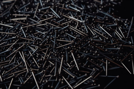 full frame background showing lots of metallic nails. Generative AIの素材