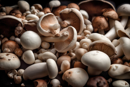 background freshly picked mushrooms. Generative AIの素材