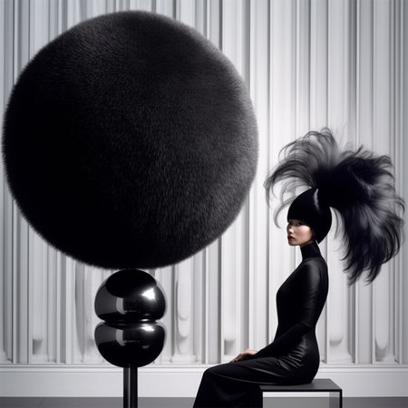 fashionable hair photo session. collection of avant-garde hairstyles for hair style magazine. set. concept of high art hairdressing style.Generative AIの素材