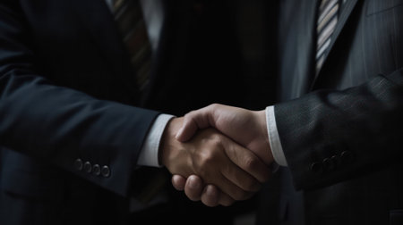Handshake business concept. Neural network AI generated.の素材