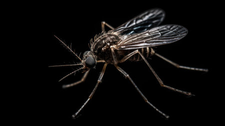 mosquito close-up on a black background.Generative AIの素材
