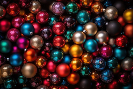background variety glass Christmas balls for Christmas tree decoration. Generative AIの素材