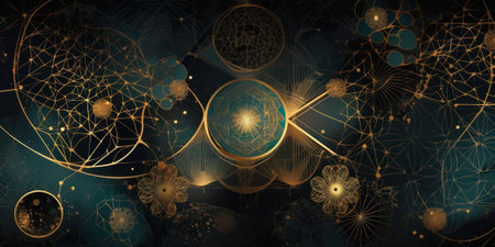 Abstract space background with celestial motif, stars and planets. galaxy wallpaper. Generative AIの素材