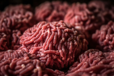 food background .Raw ground beef ready for cooking.top view. Generative AIの素材