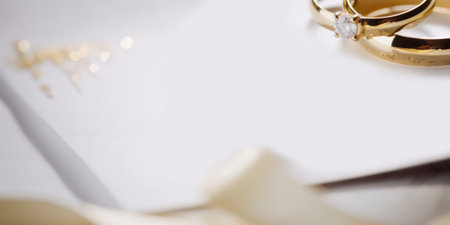 wedding rings on wedding invitation.Generative AIの素材