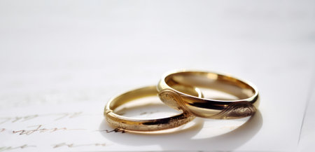 wedding rings on wedding invitation.Generative AIの素材