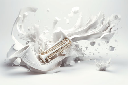 abstract white background with elements of white musical instruments and symbols .Music day. Generative AIの素材