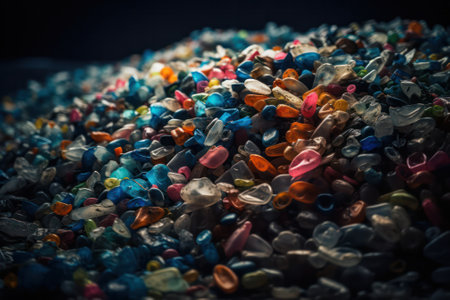 many empty plastic bottles, waste recycling concept. Generative AIの素材