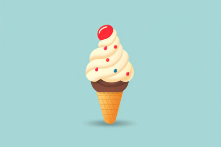 ice cream cone on a colored background. icon.Generative AIの素材