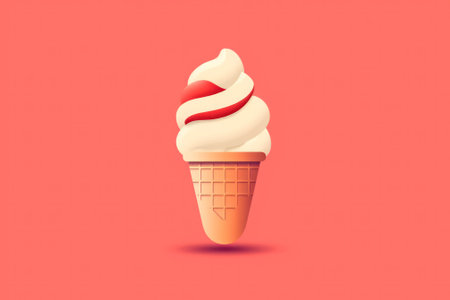 ice cream cone on a colored background. icon.Generative AIの素材