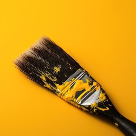 abstract background brush in paint on yellow background .free space for text .Generative AIの素材
