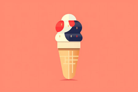 ice cream cone on a colored background. icon.Generative AIの素材