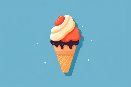 ice cream cone on a colored background. icon.Generative AIの素材