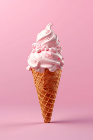 ice cream cone on a colored background. Generative AIの素材