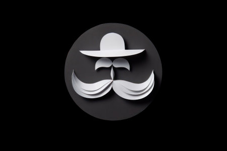 fathers day card or banner template with dad symbol made from hat and mustache. Fathers Day greetings and gifts in flat style. Generative AIの素材