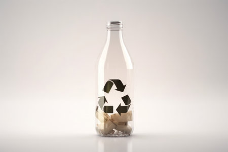 empty plastic bottle with recycling symbol, recycling concept. Generative AIの素材