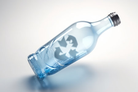 empty plastic bottle with recycling symbol, recycling concept. Generative AIの素材